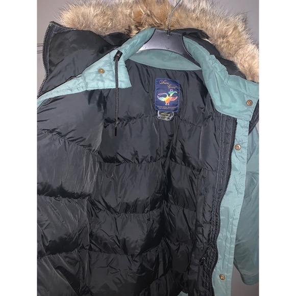 vintage men snow goose down filled parka coat size m in khaki green - Picture 8 of 16